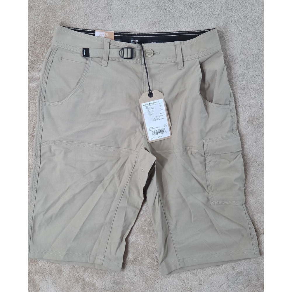 PrAna Stretch Zion II Short Men's 12" Size 28 Sandbar Standard Fit Cargo NEW